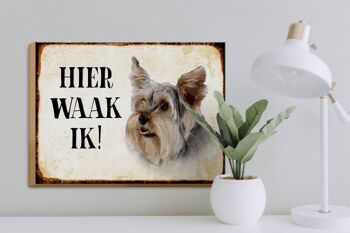 Panneau en bois disant 40x30 cm Dutch Here Waak ik Yorkshire Terrier décoration de chien 3