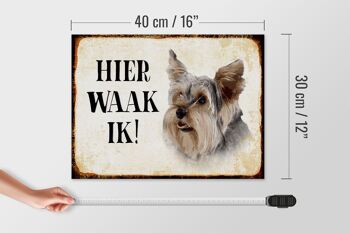Panneau en bois disant 40x30 cm Dutch Here Waak ik Yorkshire Terrier décoration de chien 4
