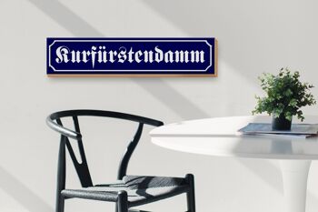 Panneau de rue en bois 46x10cm Kurfürstendamm Berlin panneau bleu 3