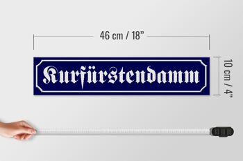 Panneau de rue en bois 46x10cm Kurfürstendamm Berlin panneau bleu 4