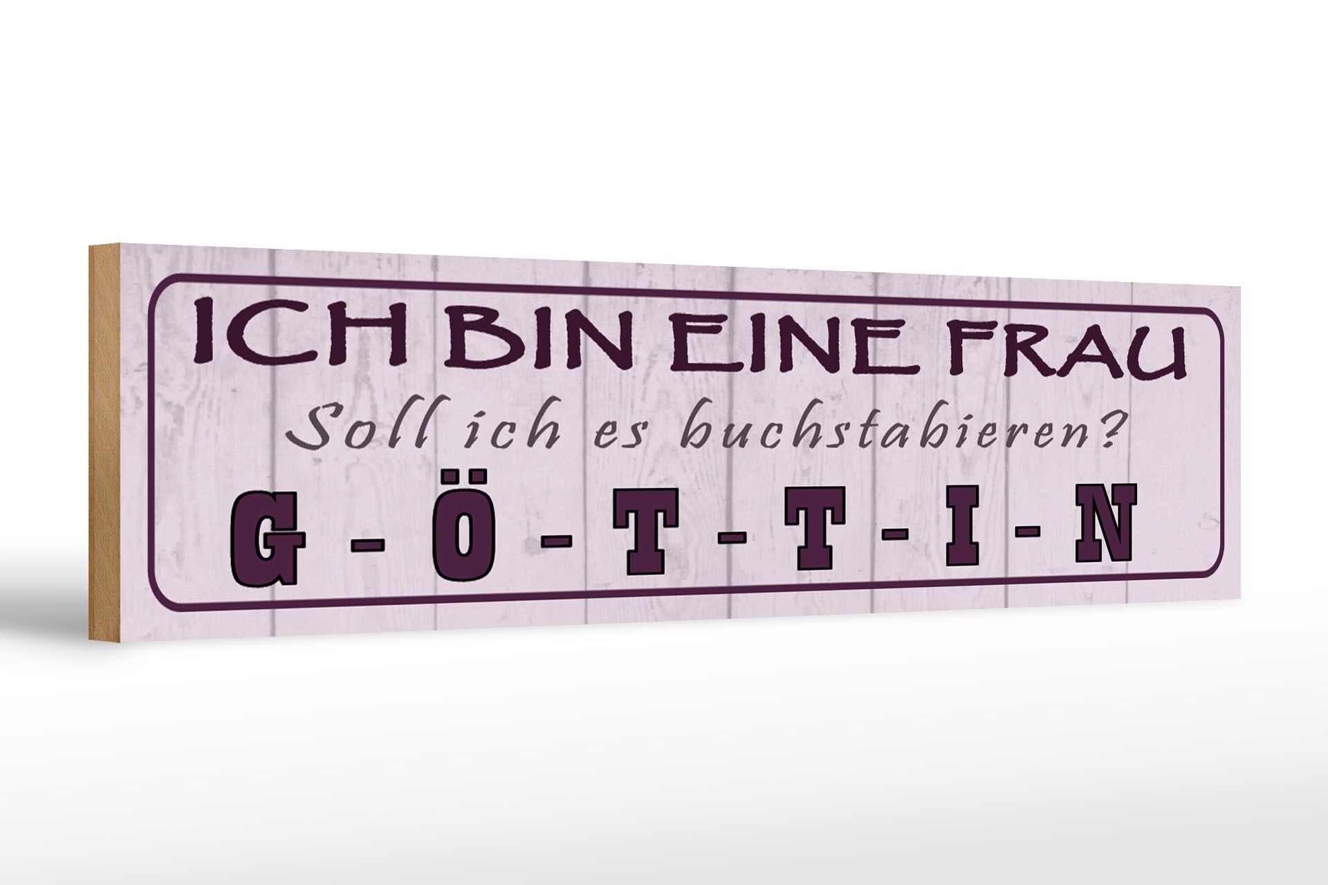 Cartello in legno con scritta "Sono una dea donna" decorazione 46x10 cm