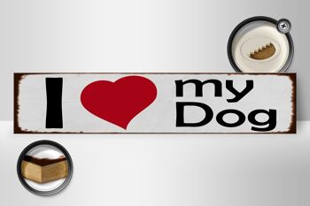 Panneau en bois disant 46x10cm j'aime mon chien coeur décoration cadeau chien 2