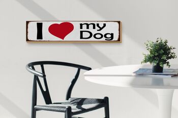 Panneau en bois disant 46x10cm j'aime mon chien coeur décoration cadeau chien 3
