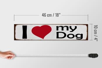 Panneau en bois disant 46x10cm j'aime mon chien coeur décoration cadeau chien 4