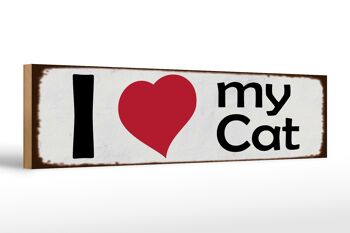 Panneau en bois disant 46x10cm j'aime mon chat coeur décoration chat 1