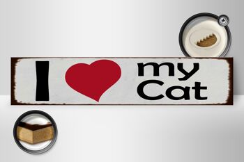 Panneau en bois disant 46x10cm j'aime mon chat coeur décoration chat 2