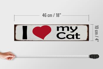 Panneau en bois disant 46x10cm j'aime mon chat coeur décoration chat 4