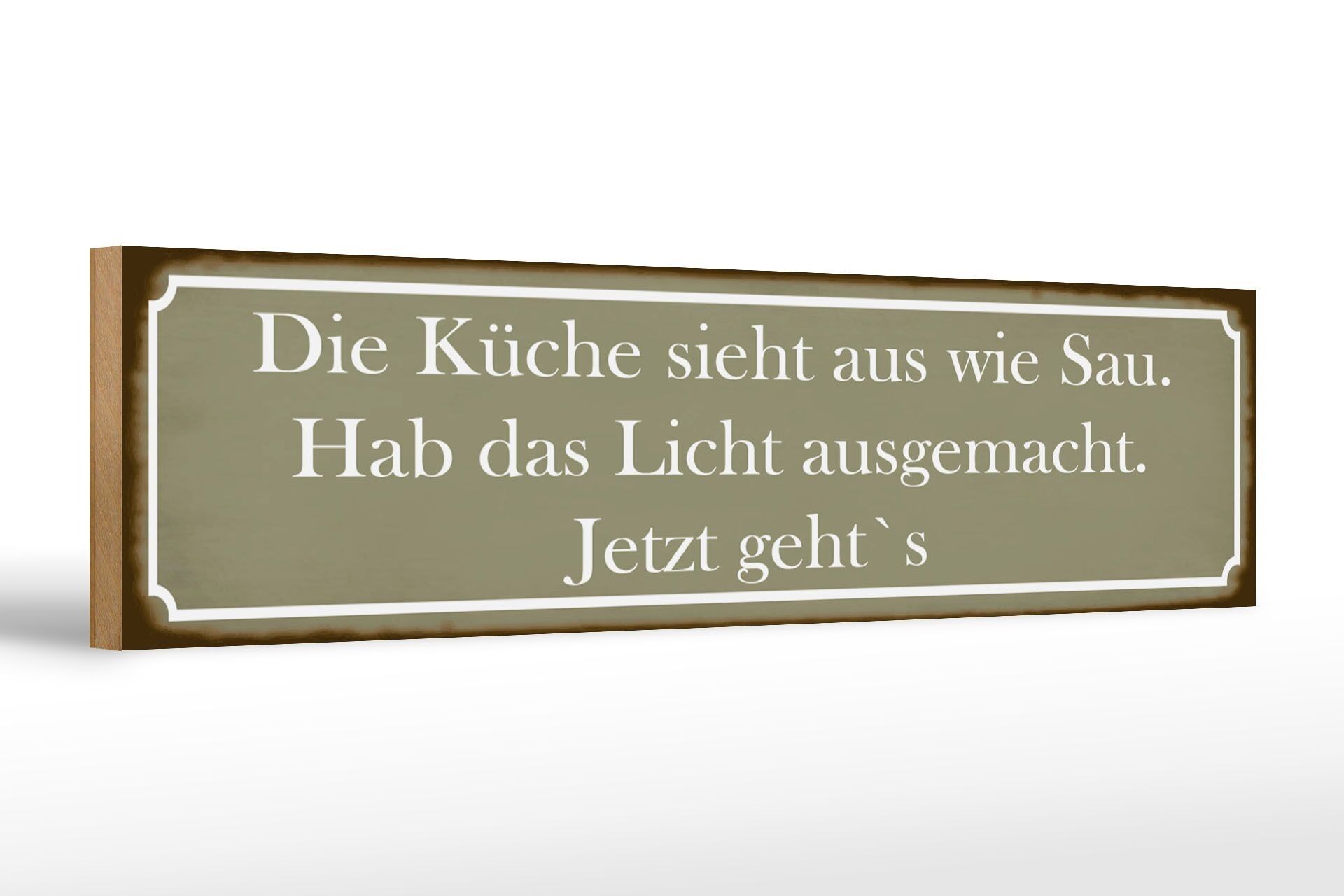 Cartello in legno con scritta 46x10 cm "La cucina sembra una decorazione a forma di maiale".