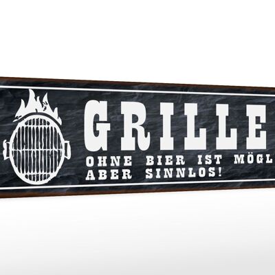 Holzschild Spruch 46x10cm Grillen ohne Bier ist möglich Dekoration