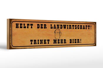 Panneau en bois indiquant 46x10cm, aide à l'agriculture, à boire, à décorer de la bière 1