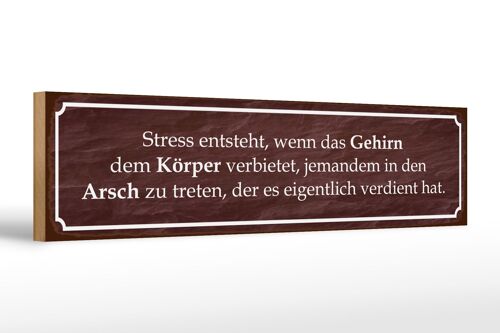 Holzschild Spruch 46x10cm Stress entsteht wenn das Gehirn Dekoration