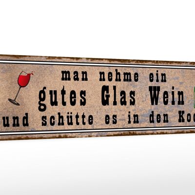 Cartello in legno 46x10 cm con scritta "buon bicchiere di vino" e versatelo nel cuoco