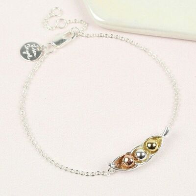 Silver Three Peas In a Pod Bracelet