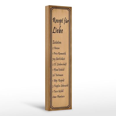 Holzschild Spruch 10x46cm Rezept für Liebe Tüte 2 Herzen Dekoration