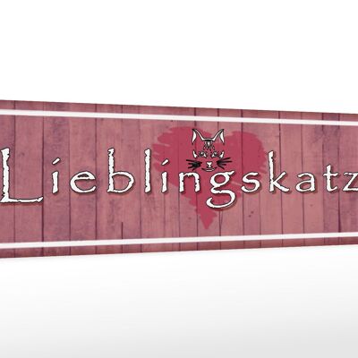 Holzschild Spruch 46x10cm Lieblingskatze Herz Katze Dekoration