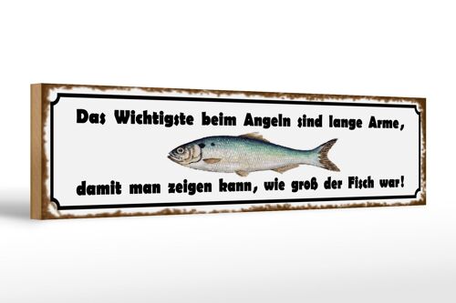 Holzschild Spruch 46x10cm das wichtigste beim Angeln sind Dekoration