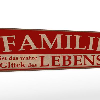 Letrero de madera que dice 46x10cm familia verdadera felicidad de la vida decoración