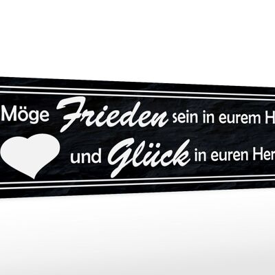 Holzschild Spruch 46x10cm Frieden im Haus Glück in Herzen Dekoration