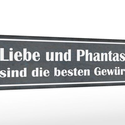 Holzschild Spruch 46x10cm Liebe Phantasie beste Gewürze Dekoration