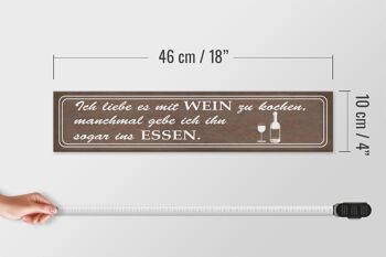 Panneau en bois disant 46x10cm J'aime cuisiner avec décoration de vin 4