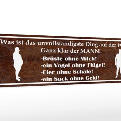 Holzschild Spruch 46x10cm MANN Brüste ohne Milch Eier ohne Dekoration