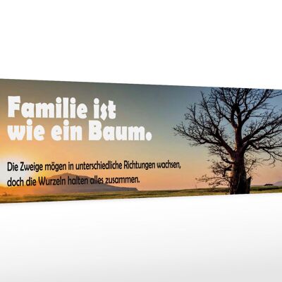 Cartello in legno con scritta 46x10 cm La famiglia è come l'albero, la decorazione dei rami