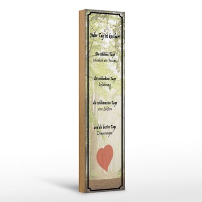 Holzschild Spruch 10x46cm jeder Tag ist kostbar Herz Dekoration