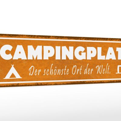 Holzschild Spruch 46x10cm Campingplatz der schönste Ort Dekoration