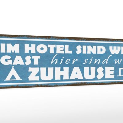 Holzschild Spruch 46x10cm Camping hier sind wir zuhause Dekoration