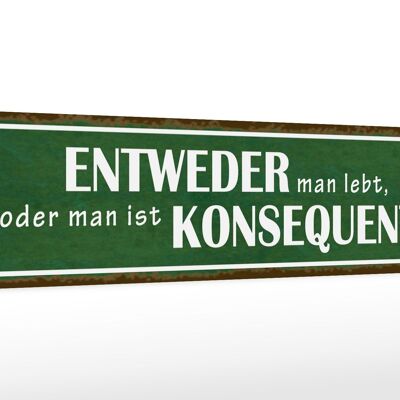 Holzschild Spruch 46x10cm entweder man lebt oder Dekoration