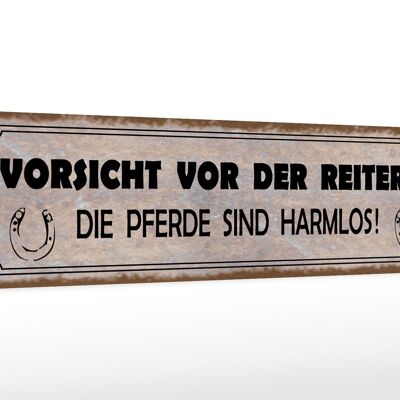 Holzschild Spruch 46x10cm Vorsicht vor der Reiterin Pferde Dekoration