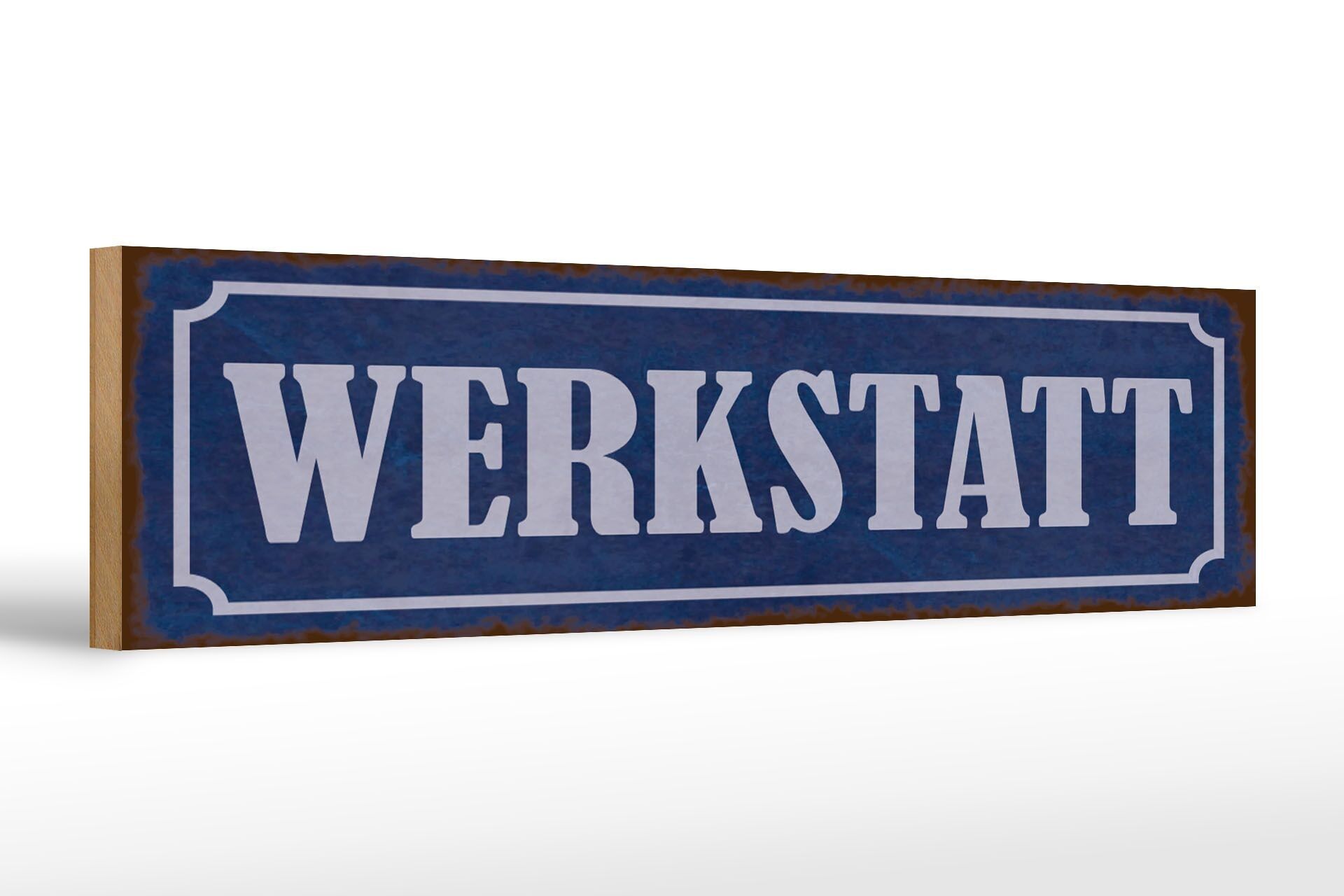 Letrero de madera aviso 46x10cm taller letrero azul