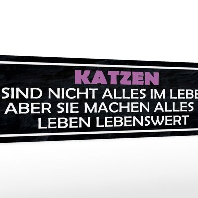 Holzschild Spruch 46x10cm Katzen nicht alles im Leben aber Dekoration