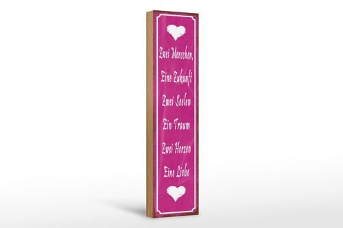 Holzschild Spruch 10x46cm Zwei Menschen Herzen eine Liebe Dekoration