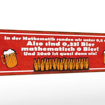 Cartello in legno con scritta 46x10 cm 0,33 l birra matematica 0 decorazione birra