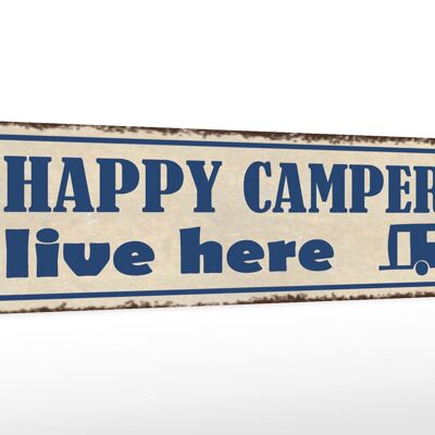 Holzschild Spruch 46x10cm happy Campers live here Camping Dekoration
