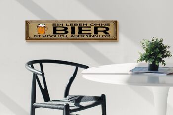 Panneau en bois disant 46x10cm La vie sans bière possible décoration inutile 3