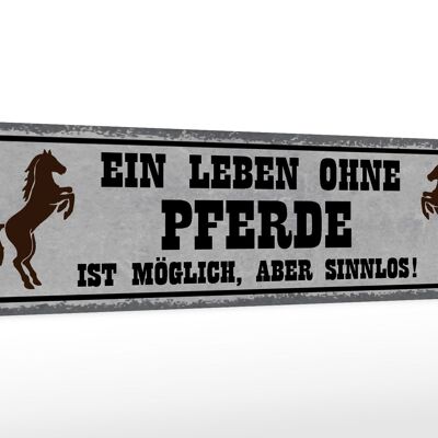 Cartel de madera que dice 46x10cm La vida sin caballos decoración sin sentido