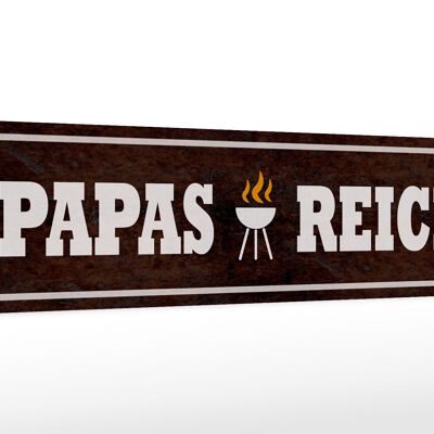 Holzschild Spruch 46x10cm Papas Reich Grill Dekoration