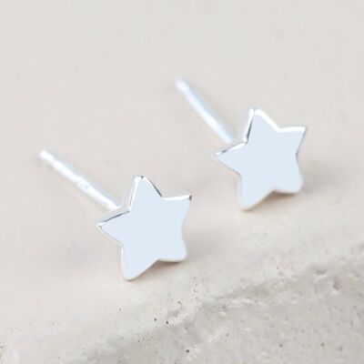 Sterling Silver Puffed Star Stud Earrings