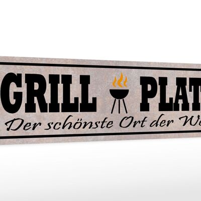 Holzschild Spruch 46x10cm Grill Platz schönster Ort Welt Dekoration