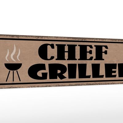 Letrero de madera que dice 46x10cm Grill Chef Griller Decoración de regalo