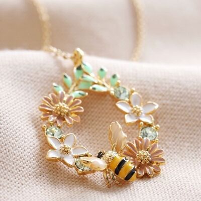 Collar de flor de cristal y gota de abeja