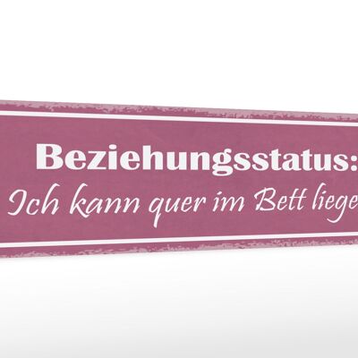 Holzschild Spruch 46x10cm Beziehungsstatus quer im Bett Dekoration