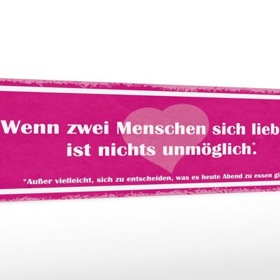 Holzschild Spruch 46x10cm wenn zwei Menschen sich lieben Dekoration