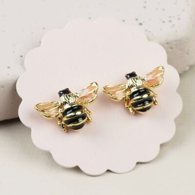 Boucles d'oreilles petites abeilles en or