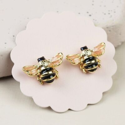 Small Bee Stud Earrings in Gold