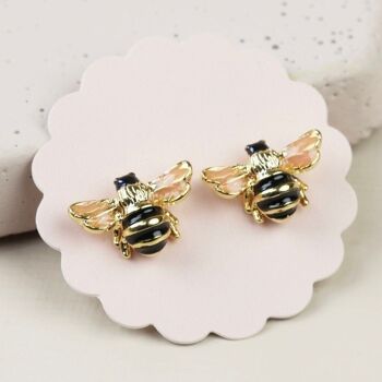 Boucles d'oreilles petites abeilles en or 1