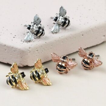 Boucles d'oreilles petites abeilles en or 2