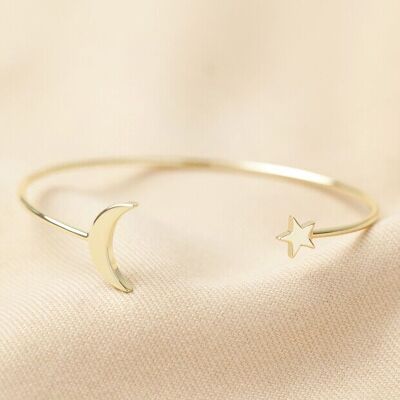 Brazalete dorado con luna y estrella